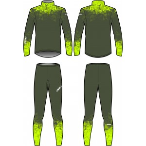 detail KV+ TORNADO TWO PIECES SUIT – Oil green / Lime 23V118-7