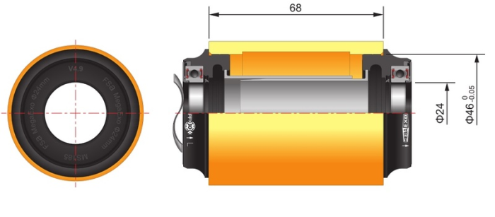 detail FSA PRESSFIT středové složení PF-30 (PF46/68mm)